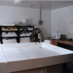 View of the wash tank and dye lab.