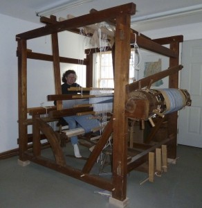 Deborah and her antique barn loom